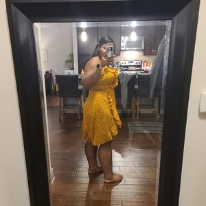Mustard Ruffle polka dot dress